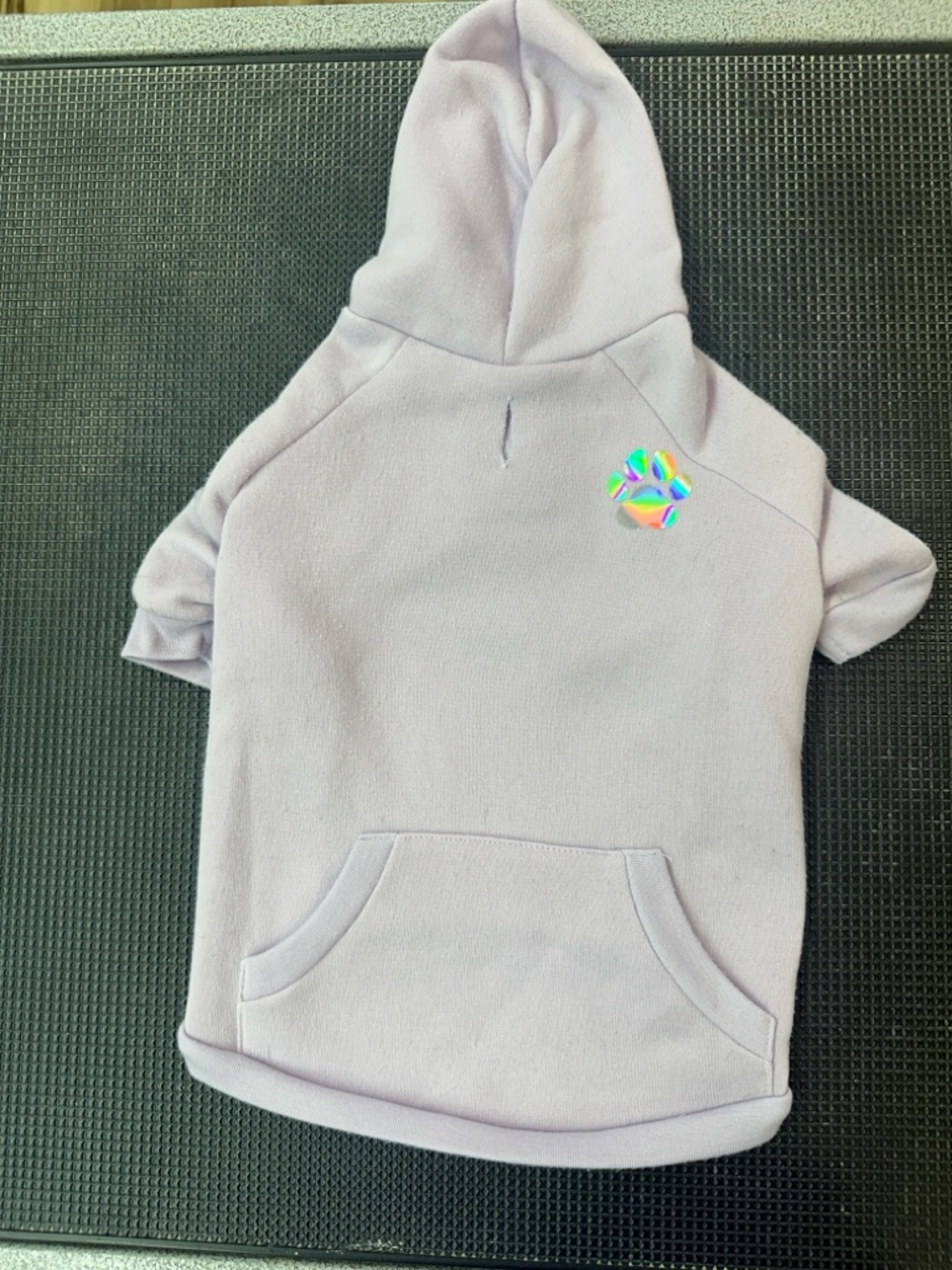 Lavender Pet Hoodie with Holographic Paw Accent